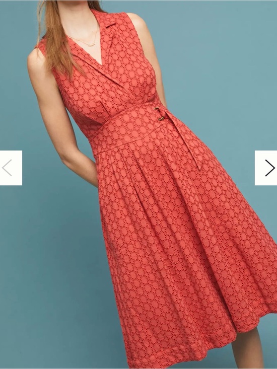 Anthropologie Dresses & Skirts - Anthropologie Coral Eyelet Sleeveless Midi Dress